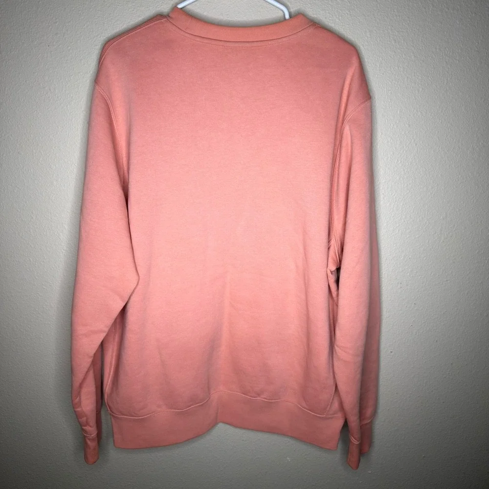 Nike Just Do It Box Logo Fleece Crewneck Sweatshirt Peach Coral Mens Large